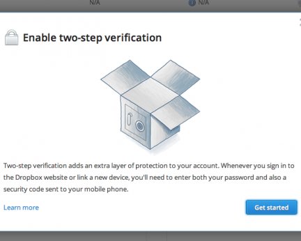 Используйте двухуровневую авторизацию в Dropbox